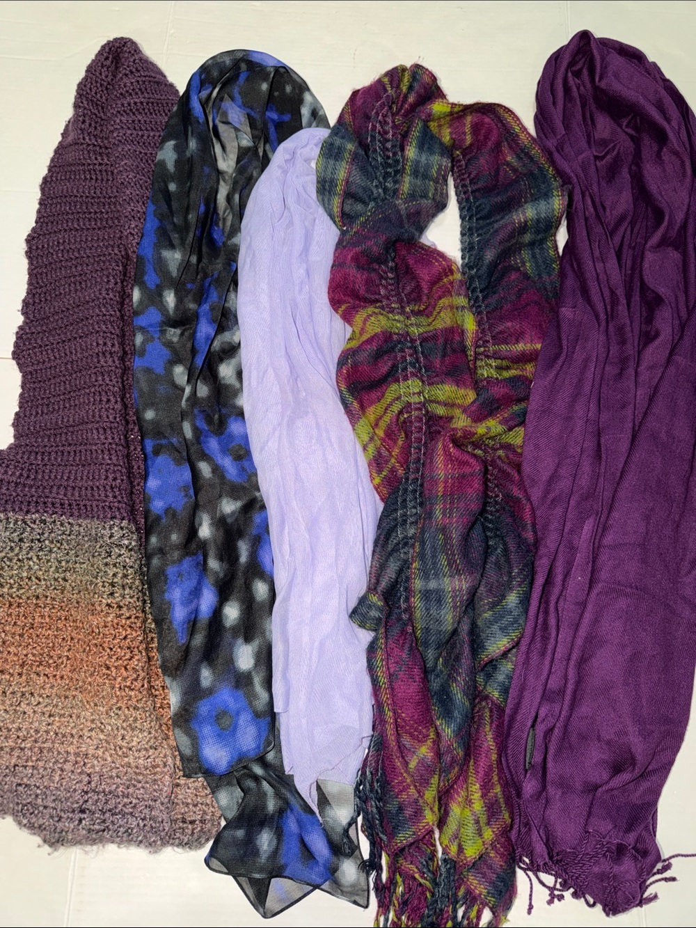 Women’s Purple & Multicolor Fashion Scarves - Versatile Lightweight Styles